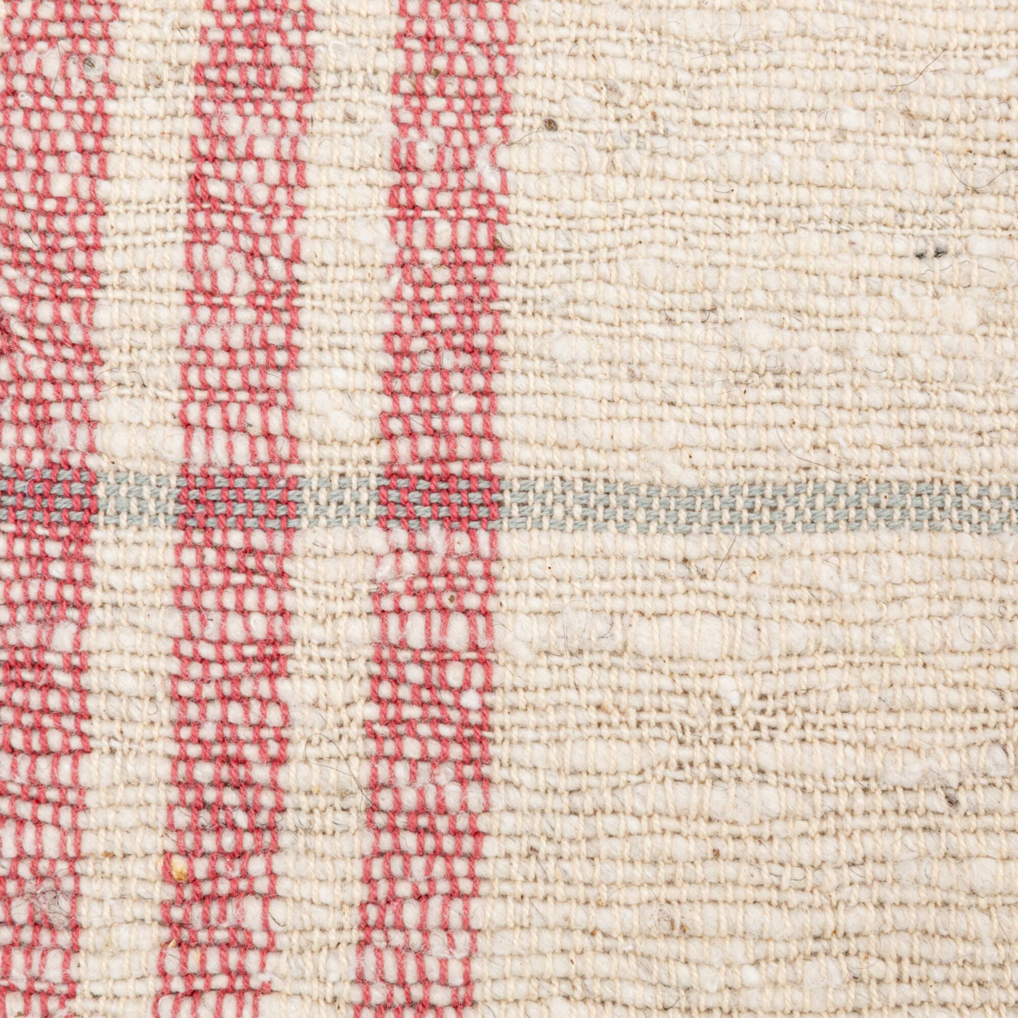 Hello Honey® Natural & Red Grid Pattern Cotton Slub Lumbar Pillow